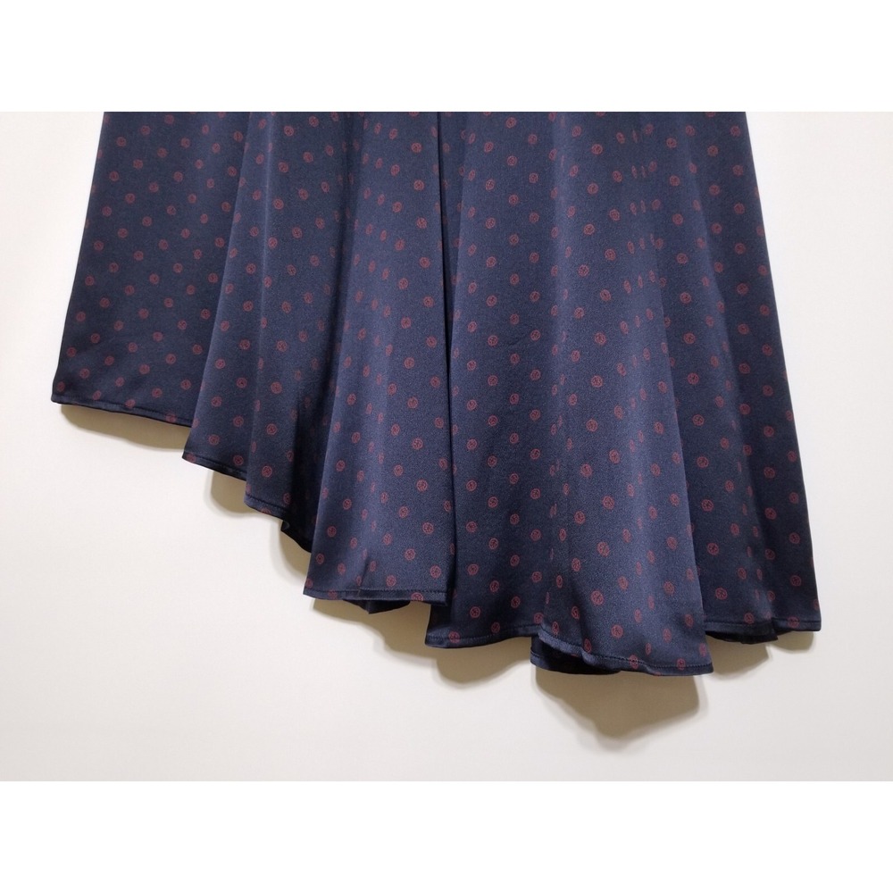 Vince Leaf Foulard 100% Silk Satin Asymmetric Midi Skirt Navy Blue XS M $325 - Picture 9 of 14